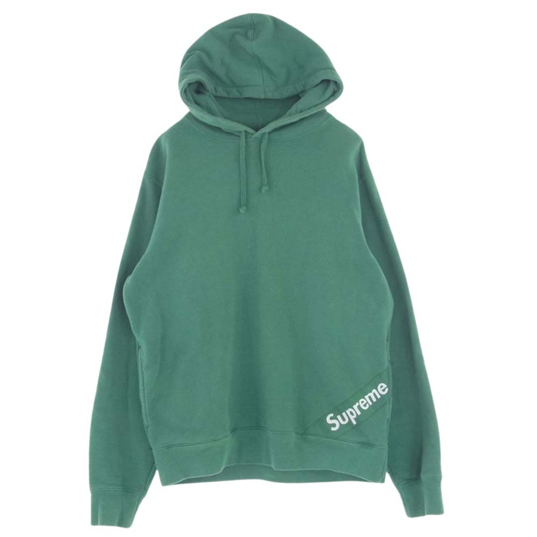 Supreme シュプリーム パーカー 18SS Corner Label Hooded Sweatshirt コーナーラベル フーデッド スウェットシャツ パーカー フーディー ロゴ グリーン系 M約59cm袖丈