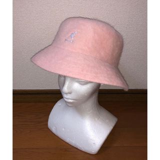 カンゴール(KANGOL)のM 美品 KANGOL ファーゴラ メトロハット ファー バケットハット ピンク(ハット)