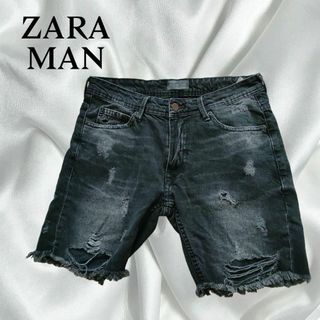 ザラ(ZARA)のZARA　MAIN　ザラ　マン　デニム　ダメージ　ハーフパンツ(デニム/ジーンズ)