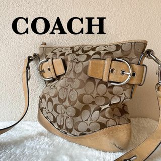 コーチ(COACH)の美品✨COACH コーチショルダーバッグハンドバッグブラウン茶シグネチャー総柄(ショルダーバッグ)