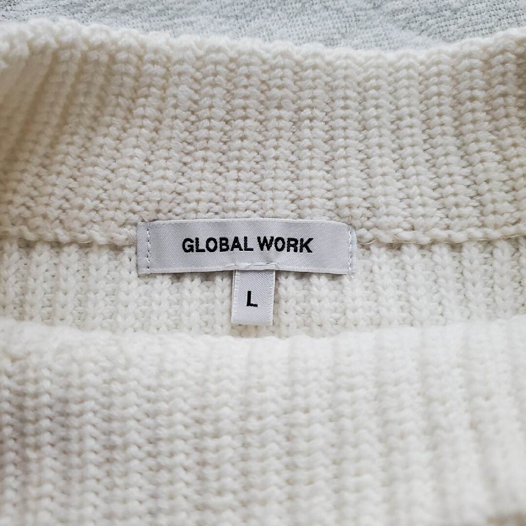 GLOBAL WORK(グローバルワーク)の【美品】GLOBAL WORK　ボトルネックプルオーバー　Lサイズ　アイボリー レディースのトップス(ニット/セーター)の商品写真