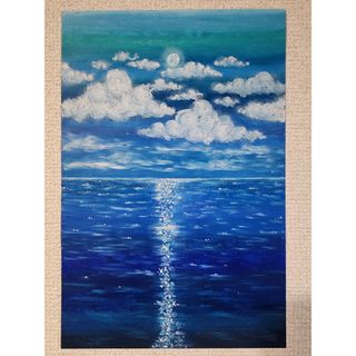 海　絵　風景画　アート　パステル画　インテリア(絵画/タペストリー)