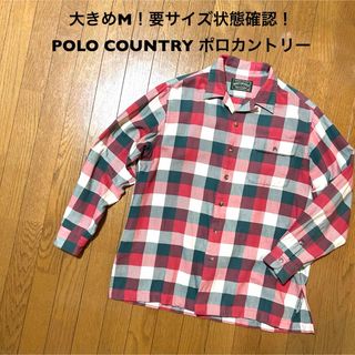 ポロラルフローレン(POLO RALPH LAUREN)の大きめM！ポロカントリー古着長袖オープンカラーチェックシャツ ライトネル  (シャツ)