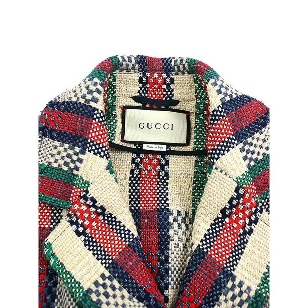 Gucci(グッチ)のGUCCI グッチ 2019 RESORT マルチファブリック ダブルツイードジャケット ミックス 42 545490 ZAAK1 レディースのジャケット/アウター(テーラードジャケット)の商品写真