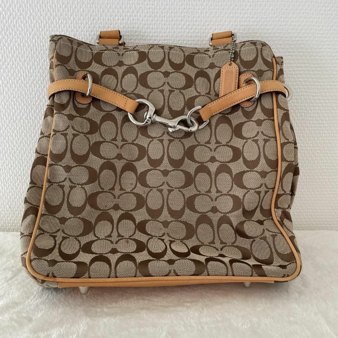 Branc_レディースバッグ美品✨COACH コーチハンドバッグトートバッグブラウン茶総柄シグネチャー