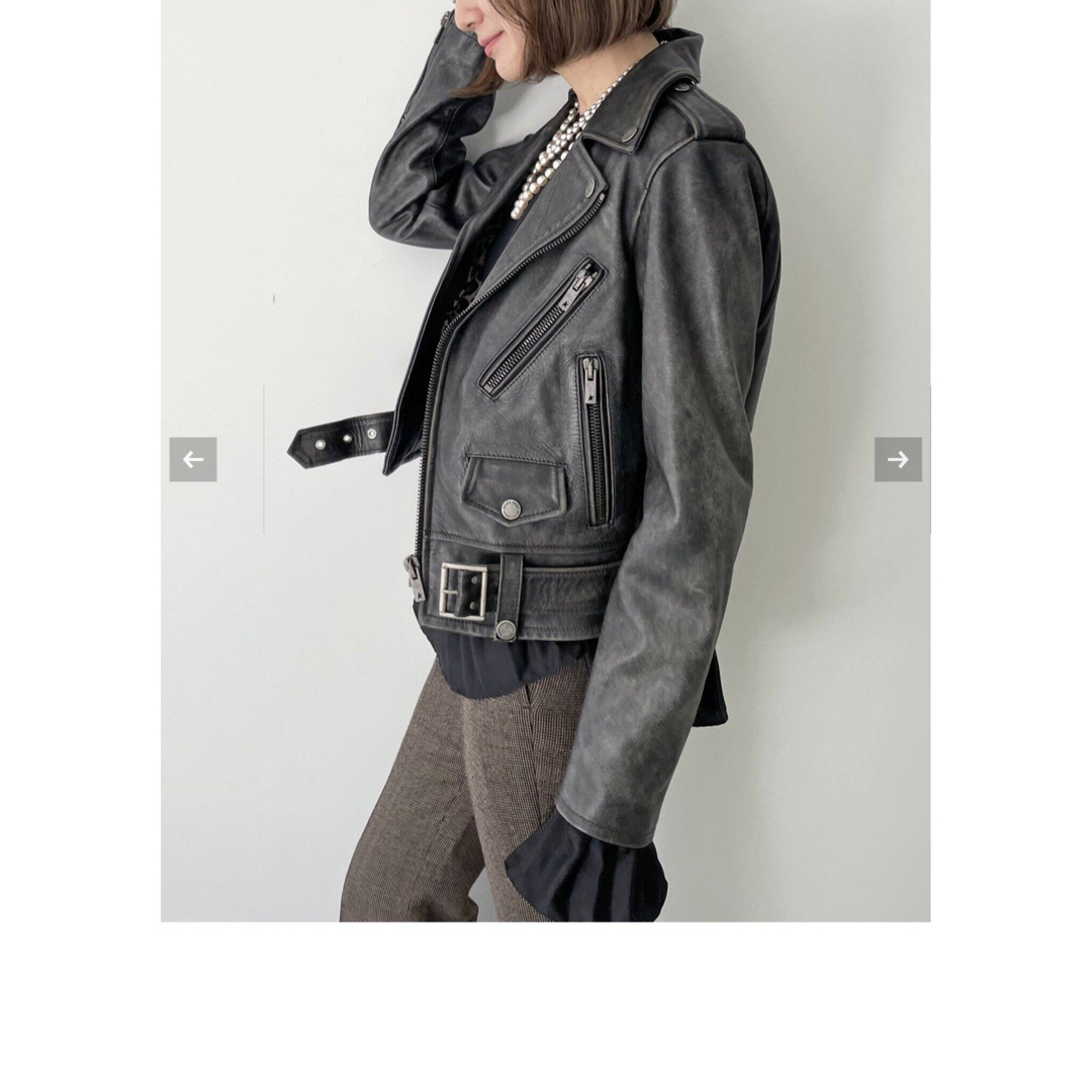 L'Appartement DEUXIEME CLASSE(アパルトモンドゥーズィエムクラス)のL'Appartement ゴールデングース LEATHER JACKET レディースのジャケット/アウター(ライダースジャケット)の商品写真