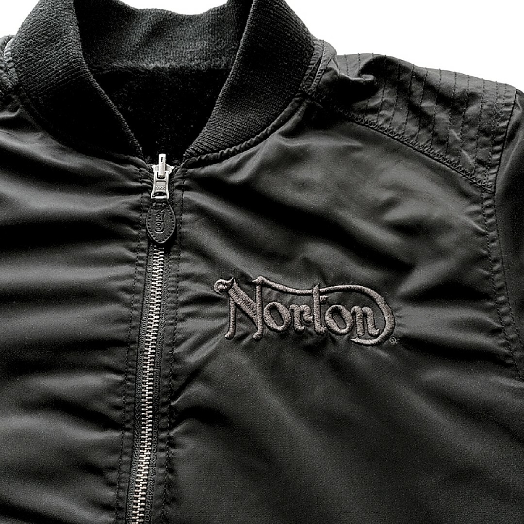 Norton(ノートン)のノートン　フルジップ　リバーシブル　ブルゾン　MA-1　黒　M　ボア　刺繍 メンズのジャケット/アウター(ブルゾン)の商品写真