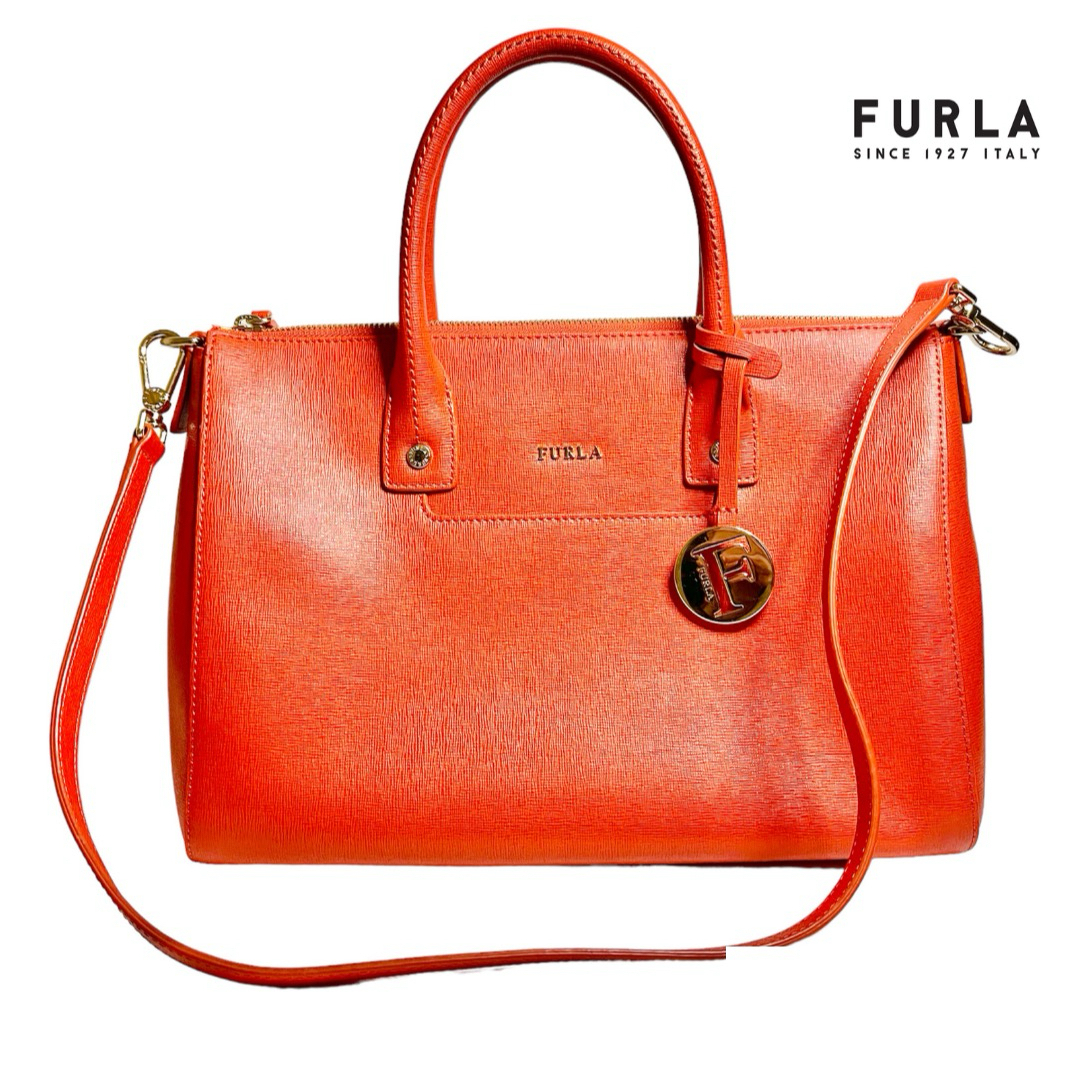 【中古品】FURLA フルラ キャンディバッグ ボストン オレンジ ハンドバッグ FURLA - 【中古品】FURLA フルラ キャンディバッグ ボストン