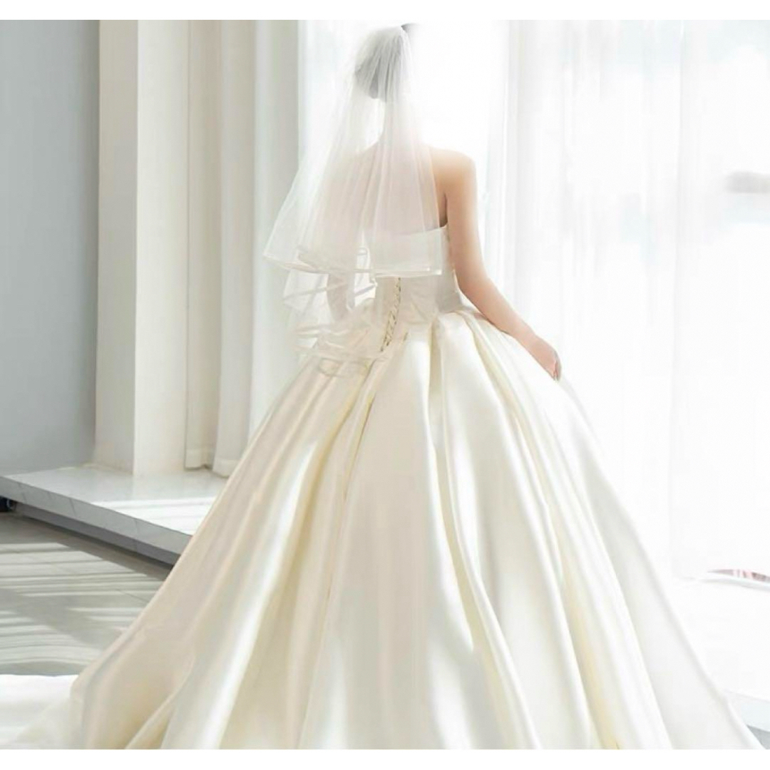 ウェディングベール ショートタイプ 2層 結婚式 ブライダル ベールダウン ハンドメイドのウェディング(ヘッドドレス/ドレス)の商品写真