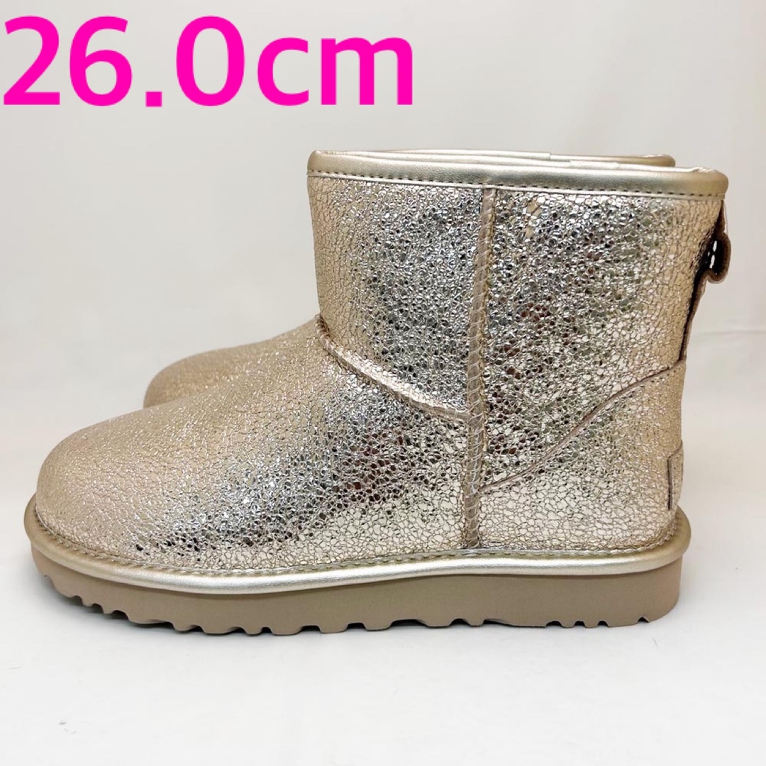 約139cmヒール高さ新品 UGG ブーツ METALLIC SPARKLE ゴールド 26.0cm