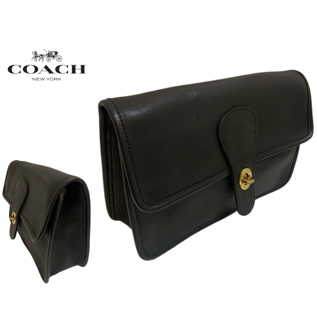 OLD COACH オールドコーチ USA製 セカンドバッグ クラッチバッグ 黒-