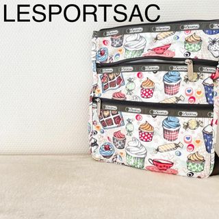 レスポートサック(LeSportsac)の美品✨LeSportsacレスポートサックショルダーバッグハンドバッグホワイト白(ショルダーバッグ)