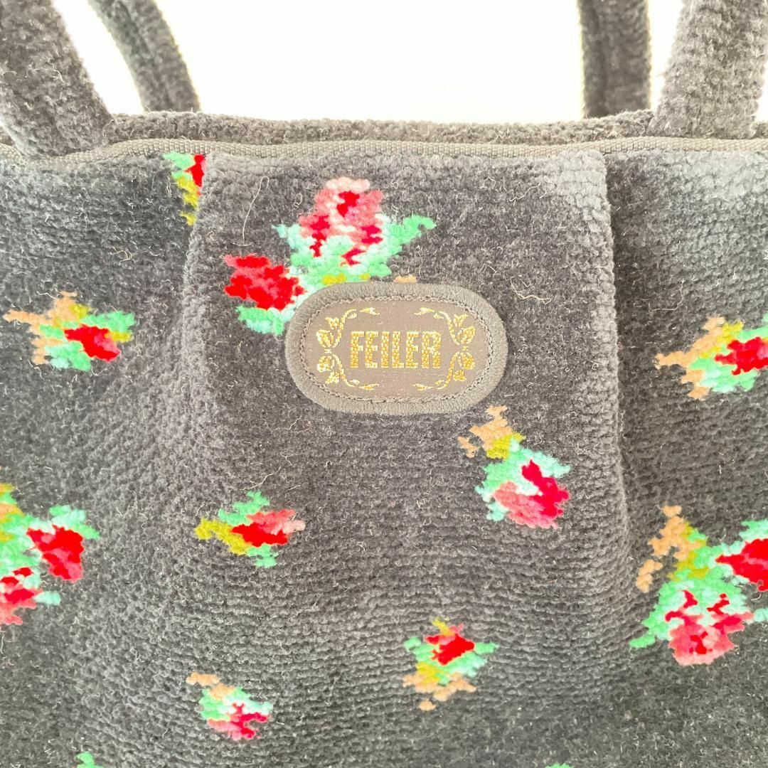 FENDI(フェンディ)の美品✨FEILERフェイラーハンドバッグトートバッグブラック黒花柄ベロア レディースのバッグ(トートバッグ)の商品写真