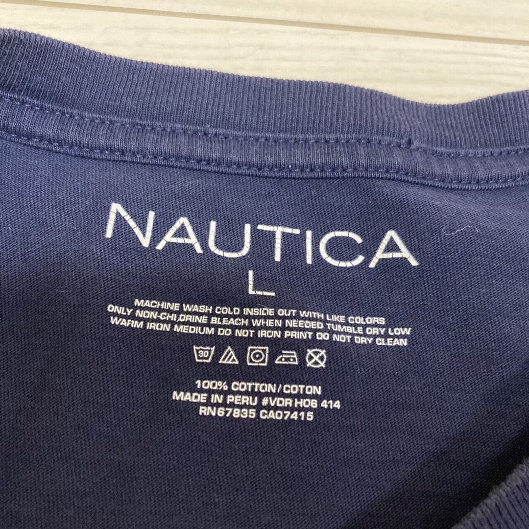 NAUTICA(ノーティカ)のNAUTICA 長袖　プリント　Tシャツ　ロンT ノーティカ　Lサイズ　紺 メンズのトップス(Tシャツ/カットソー(七分/長袖))の商品写真