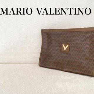 マリオバレンチノ(MARIO VALENTINO)の美品✨MARIO VALENTINOバレンチノハンドバッグクラッチバッグブラウン(ハンドバッグ)