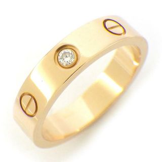 カルティエ(Cartier)のカルティエ Cartier リング ミニ ラブ B4050750 幅4mmモデル 1ポイント ダイヤモンド 0.02ct K18PG 10号 / #50 【中古】(リング(指輪))