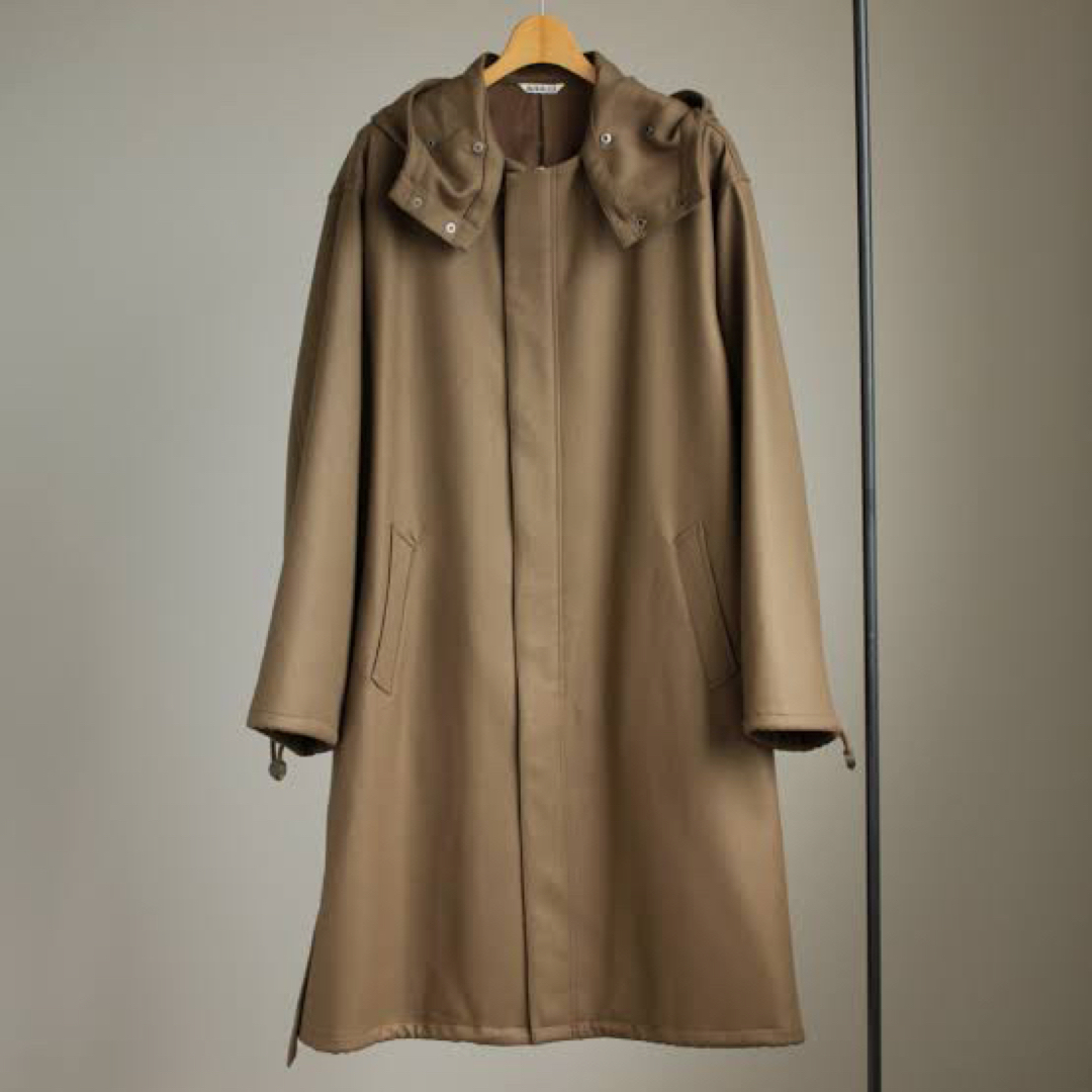 AURALEE(オーラリー)のAURALEE LIGHT MELTON LONG HOODED COAT メンズのジャケット/アウター(ステンカラーコート)の商品写真