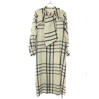 ハイク(HYKE)のHYKE ハイク 23AW CUPRO CHECK PUSSY BOW DRESS チェックドレス ワンピース ベージュ 1 232-16181 008(ロングワンピース/マキシワンピース)