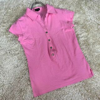 QUEENS COURT - QUEENS COURT (M) Ｖネック ピンク プルオーバーポロシャツ 半袖
