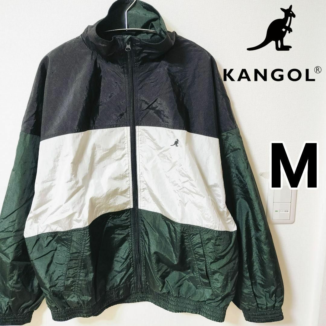 KANGOL(カンゴール)のKANGOL 切替ナイロンビッグジャケット ユニセックス ブルゾン グリーン M メンズのジャケット/アウター(ナイロンジャケット)の商品写真