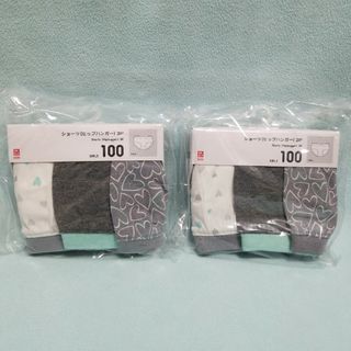 ユニクロ(UNIQLO)の新品☆100/ショーツ6枚組(ヒップハンガー)ハート・グレー☆ユニクロ(下着)