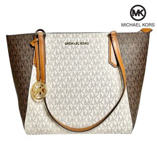 マイケルコース(Michael Kors)の★美品★マイケルコース　ブラウン×ホワイトのトートバッグ(トートバッグ)