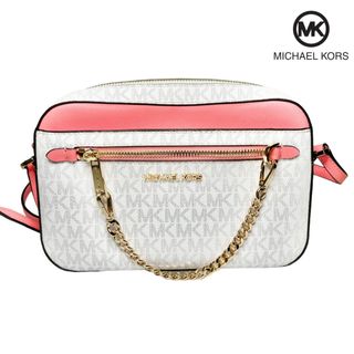 マイケルコース(Michael Kors)の【美品 】MICHEAL KORS ショルダーバッグ  ホワイト×濃ピンク(ショルダーバッグ)