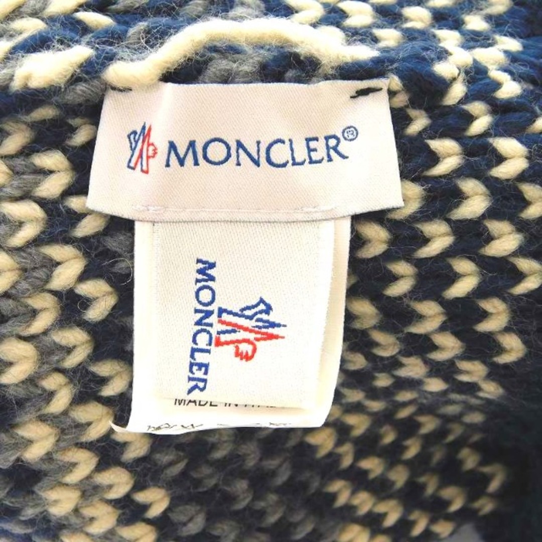 MONCLER(モンクレール)のモンクレール 帽子 ニット帽 ニットキャップ ロゴ ポンポン 白タグ 紺 メンズの帽子(その他)の商品写真