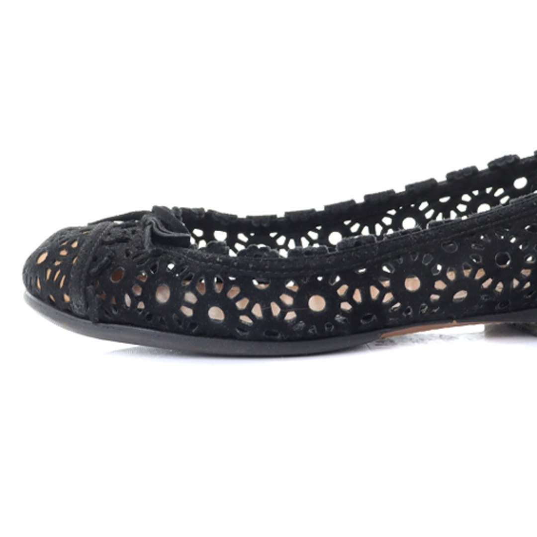 アライア スカラップフラワー フラットシューズ スエード 35 21.5cm 黒 レディースの靴/シューズ(ハイヒール/パンプス)の商品写真