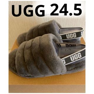 アグ(UGG)のUGG アグ スリッパ フラッフ イヤー スライド　サンダル　チャコール(サンダル)