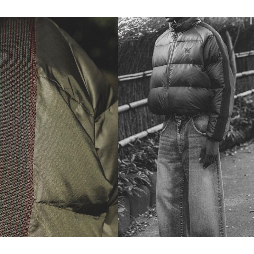 Needles(ニードルス)のNEEDLES BEAMS 別注 DOWN JACKET 緑 オリーブ M メンズのジャケット/アウター(ダウンジャケット)の商品写真