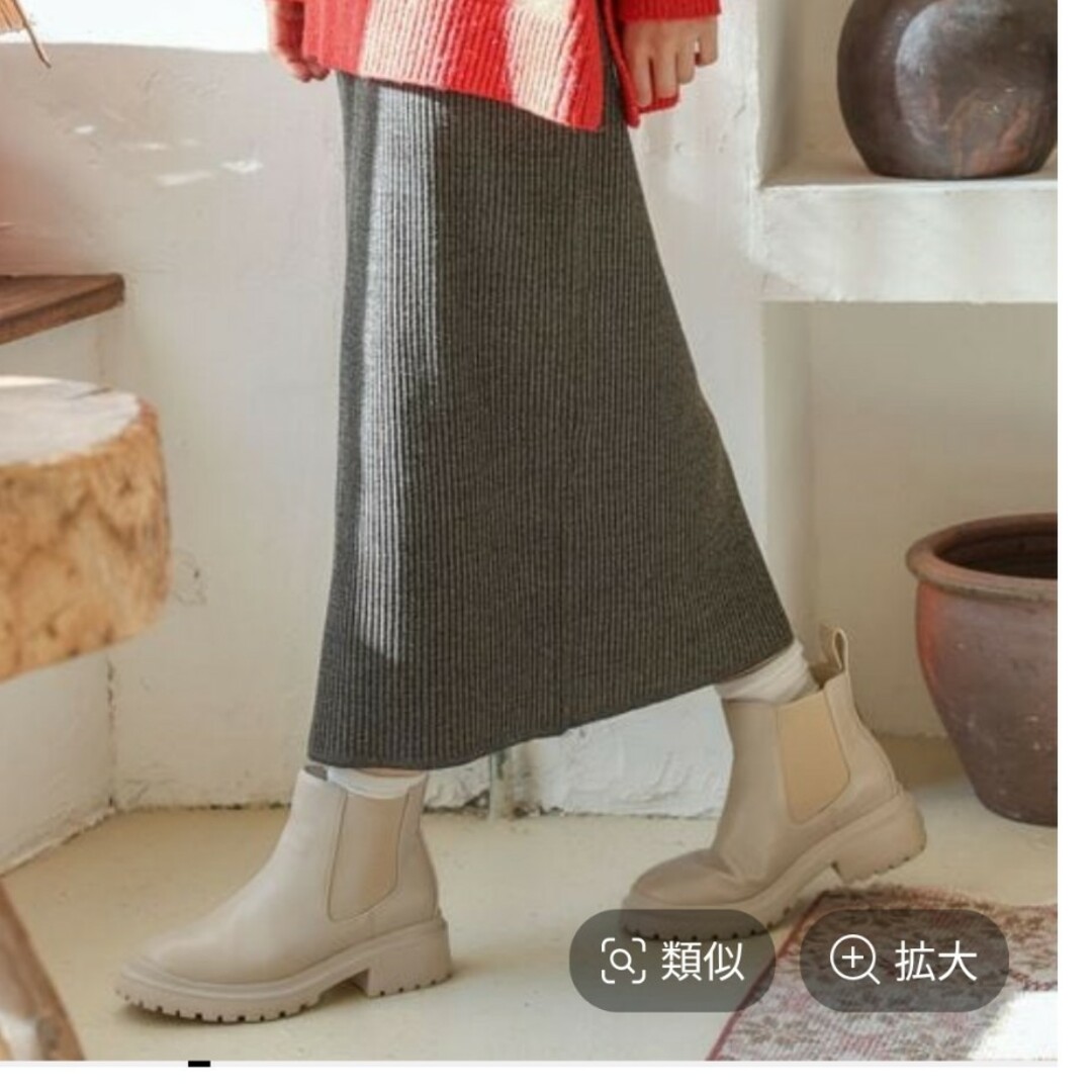 niko and...(ニコアンド)の発芽米様専用　ニコアンド　アソートリブニットスカート　Mサイズ　チャコール レディースのスカート(ロングスカート)の商品写真