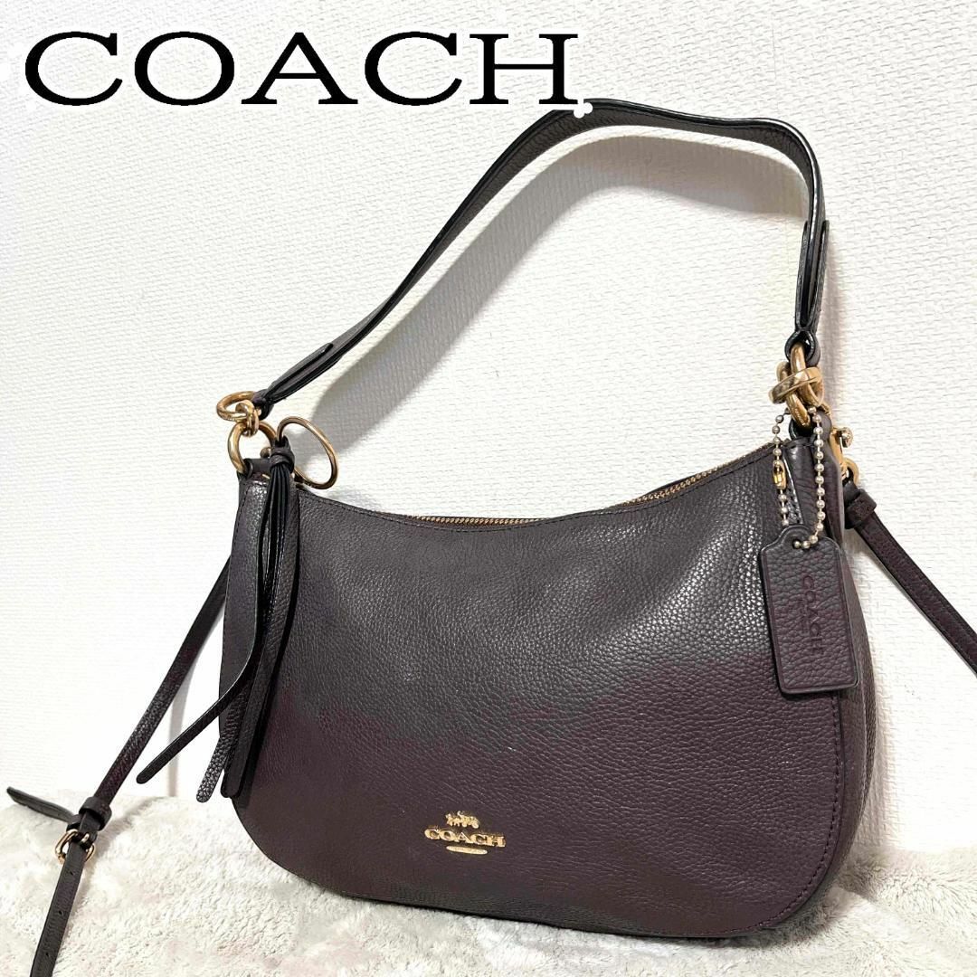 COACH(コーチ)の美品✨COACH コーチショルダーバッグハンドバッグパープル紫 レディースのバッグ(ショルダーバッグ)の商品写真