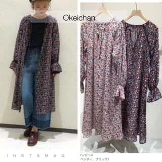 ダブルクローゼット(w closet)の新品タグ付☆2way小花柄シフォンワンピース クロ(ひざ丈ワンピース)