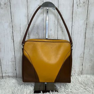 プラダ(PRADA)のPRADA ハンドバッグ　レザー　イエロー　ブラウン　トートバッグ(トートバッグ)