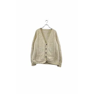 white knit cardigan 長袖ニットカーディガン ホワイト Vネック セーター トップス ヴィンテージ 8(カーディガン)