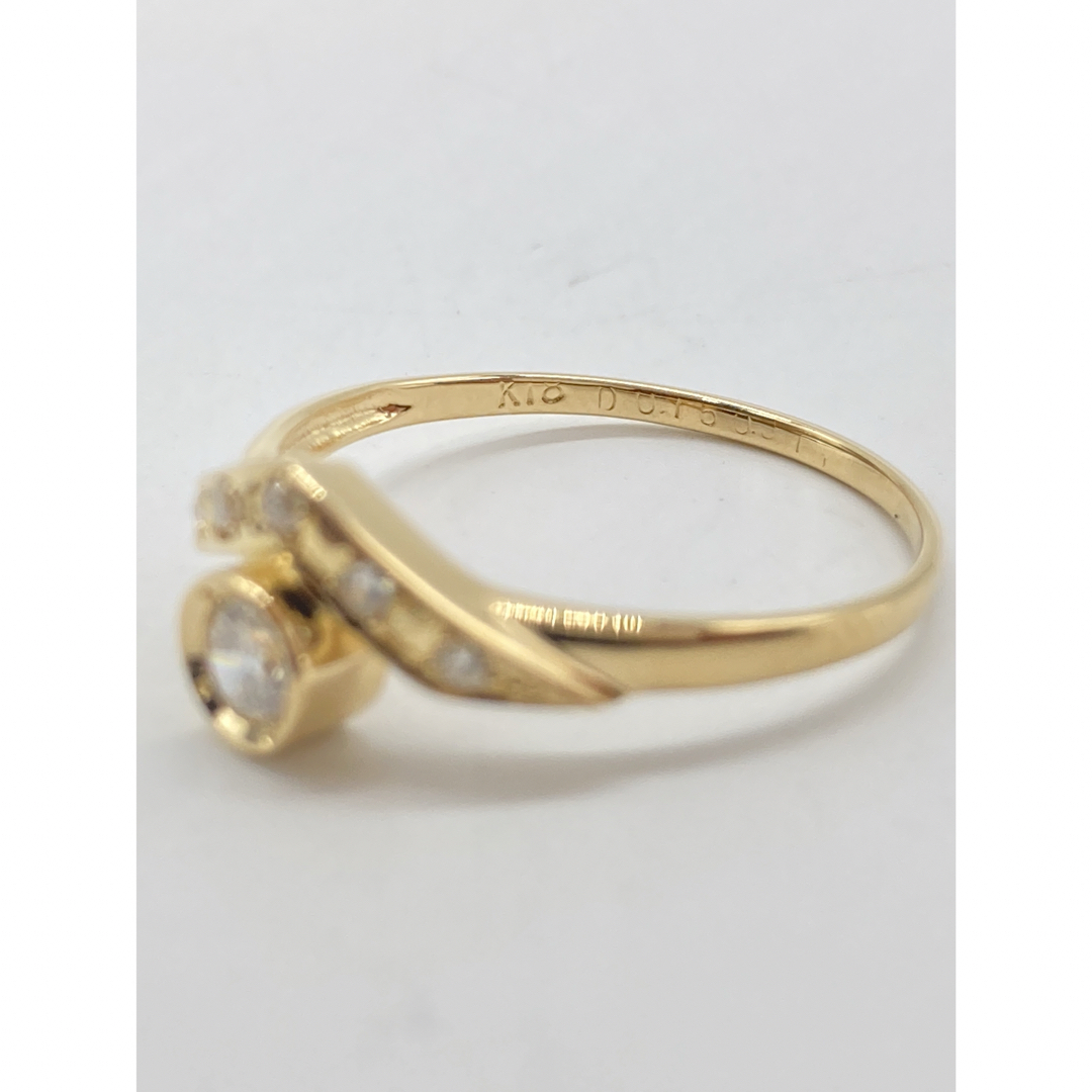[新品同様]K18YG日本製イエローゴールド金天然エダイヤモンドリング指輪 レディースのアクセサリー(リング(指輪))の商品写真