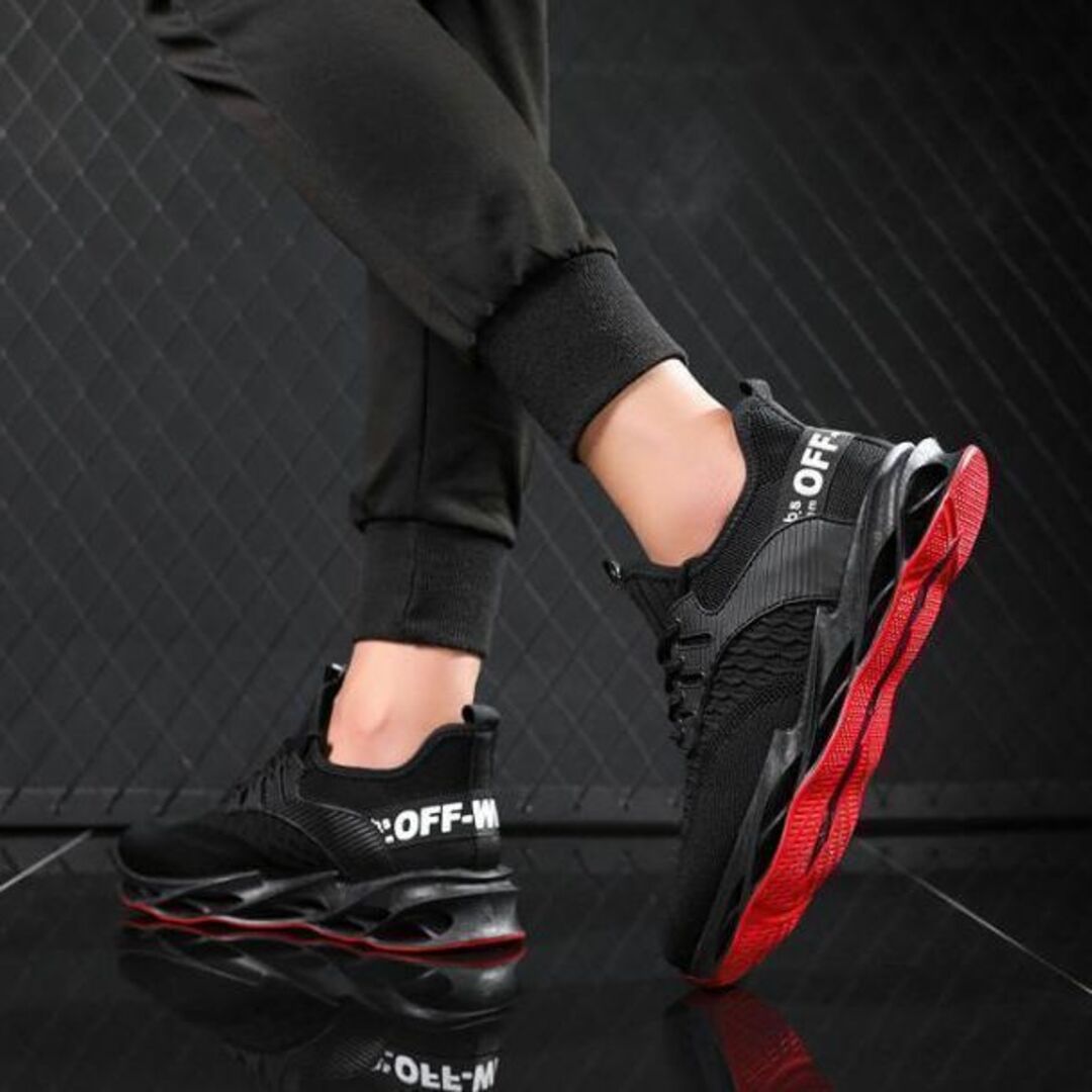 25.5cm/メンズスニーカーシューズランニング厚底メッシュ運動靴ブラック985 メンズの靴/シューズ(スニーカー)の商品写真