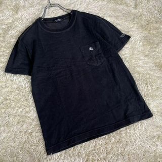 バーバリーブラックレーベル(BURBERRY BLACK LABEL)のBURBERRY BLACK LABEL (S) ワンポイントロゴ Tシャツ 黒(Tシャツ/カットソー(半袖/袖なし))