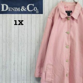 DENIM&Co ハンティングジャケット　デニムカバーオール　ピンク　1X.(その他)