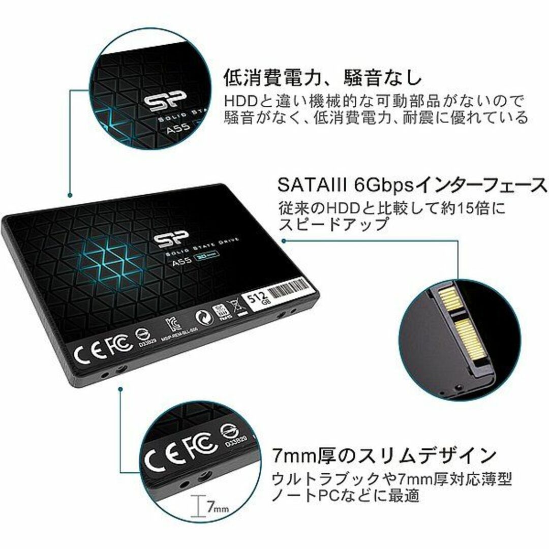 【SSD 1TB】シリコンパワー Ace A55 w/Mount スマホ/家電/カメラのPC/タブレット(PCパーツ)の商品写真