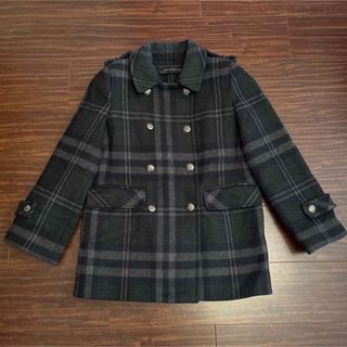 ザラ(ZARA)のZARA ウール　チェック　コート　XS  美品(ピーコート)