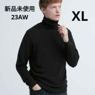 ユニクロ(UNIQLO)の新品未使用 ユニクロ カシミヤタートルネックセーター ブラック XLサイズ(ニット/セーター)