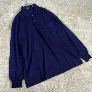 ダンヒル(Dunhill)のdunhill ダンヒル (XL) ポロシャツ ネイビー ポケット付き 長袖(シャツ)