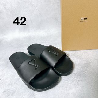 Ami Paris アミパリス ロゴ プールサンダル ブラック 42(サンダル)