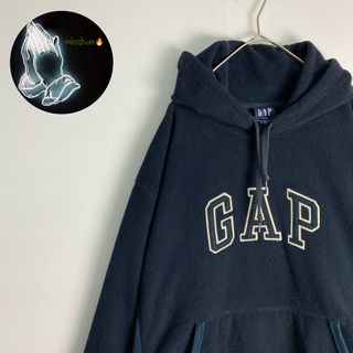 ギャップ(GAP)の【ギャップ　パーカー　バイカラー　センターポケット　黒　紺　古着】(パーカー)