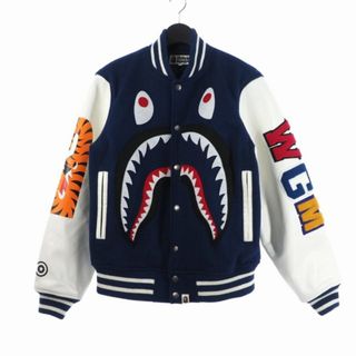 アベイシングエイプ(A BATHING APE)のアベイシングエイプ 15SS シャーク レザー  スタジャン M ネイビー (ブルゾン)