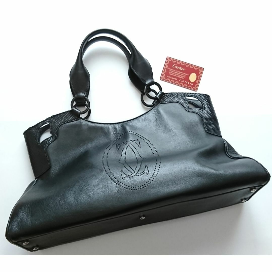 Cartier(カルティエ)の5/12まで値下げ！Cartier マルチェロ レザー×リザード ブラック レディースのバッグ(トートバッグ)の商品写真