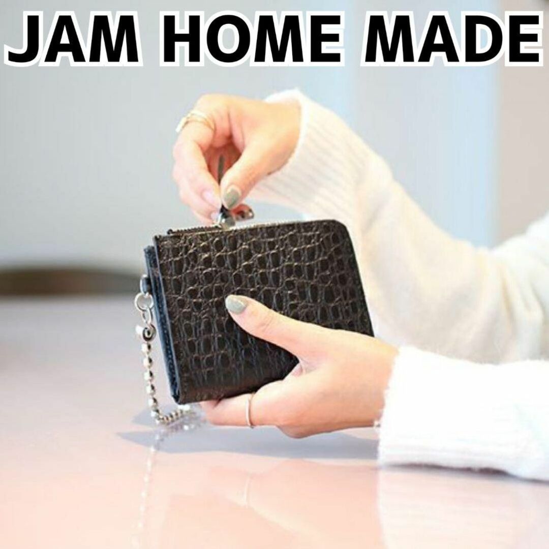 JAM HOME MADE(ジャムホームメイド)のジャムホームメイド 財布 L字ファスナー ブラック レザー シルバー 未使用美品 メンズのファッション小物(折り財布)の商品写真