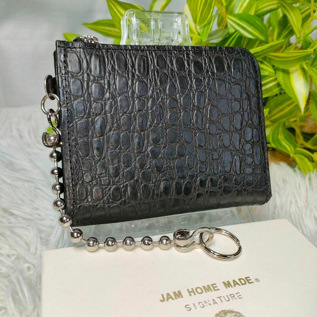 JAM HOME MADE(ジャムホームメイド)のジャムホームメイド 財布 L字ファスナー ブラック レザー シルバー 未使用美品 メンズのファッション小物(折り財布)の商品写真